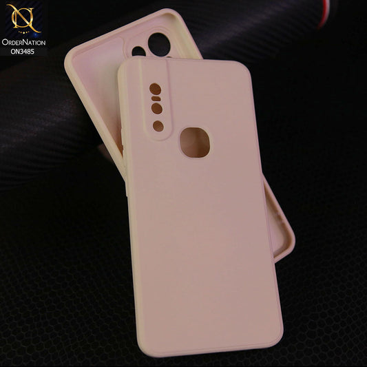 Vivo V15 Cover - Off White - ONation Silica Gel Series - HQ Liquid Silicone Elegant Colors Camera Protection Soft Case