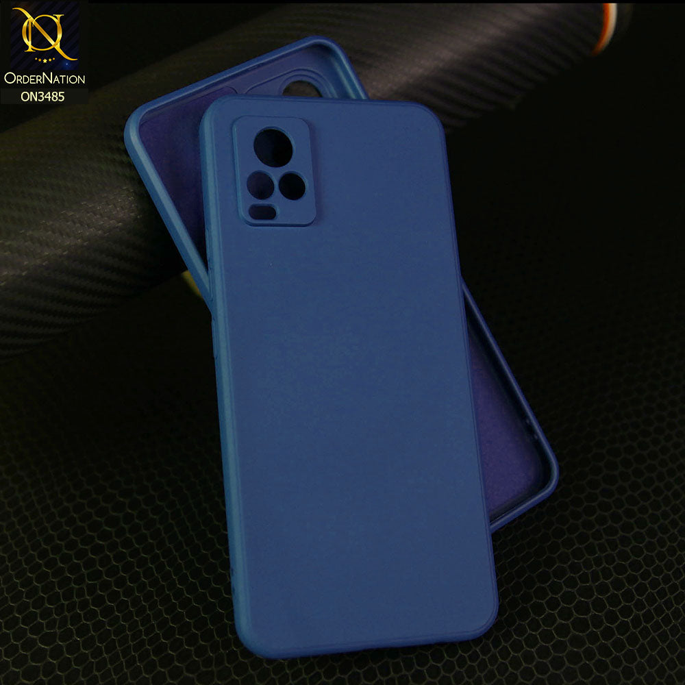 Vivo V20 Cover - Blue - ONation Silica Gel Series - HQ Liquid Silicone Elegant Colors Camera Protection Soft Case