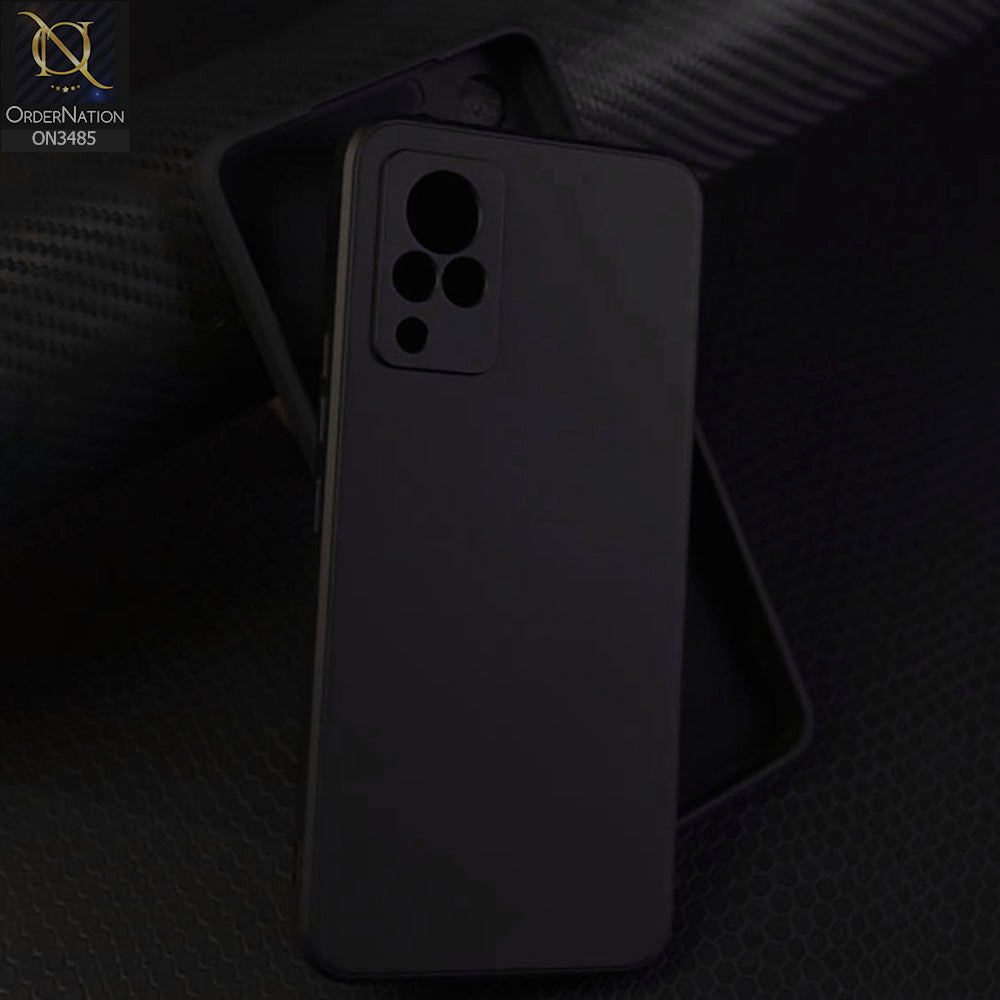 Vivo V21 Cover - Black - ONation Silica Gel Series - HQ Liquid Silicone Elegant Colors Camera Protection Soft Case