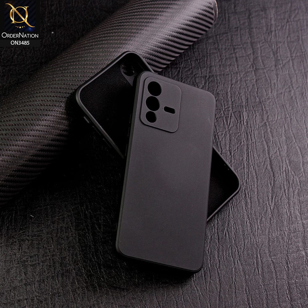 Vivo S12 Cover - Black - ONation Silica Gel Series - HQ Liquid Silicone Elegant Colors Camera Protection Soft Case