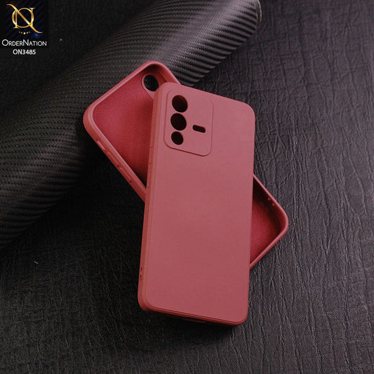 Vivo S12 Cover - Red - ONation Silica Gel Series - HQ Liquid Silicone Elegant Colors Camera Protection Soft Case