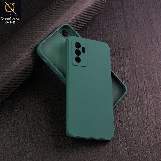 Vivo S10e Cover - Dark Green - ONation Silica Gel Series - HQ Liquid Silicone Elegant Colors Camera Protection Soft Case