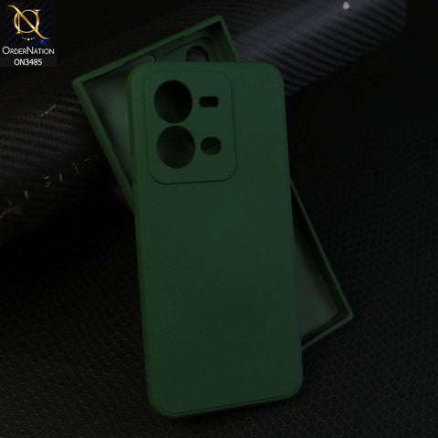 Vivo V25e Cover - Dark Green - ONation Silica Gel Series - HQ Liquid Silicone Elegant Colors Camera Protection Soft Case