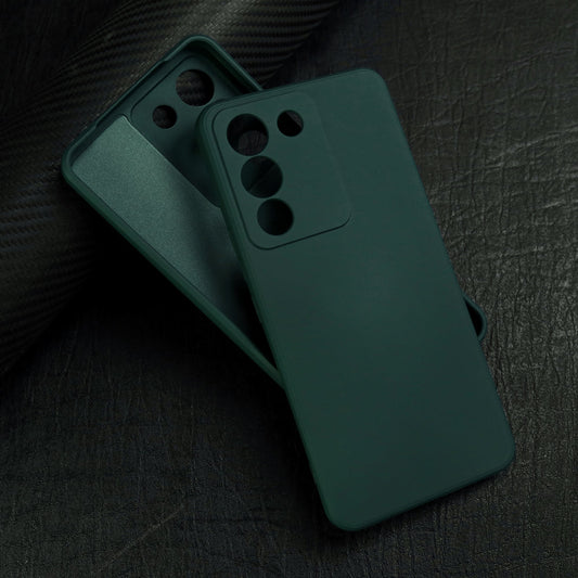 Vivo V29e Cover - Dark Green - ONation Silica Gel Series - HQ Liquid Silicone Elegant Colors Camera Protection Soft Case