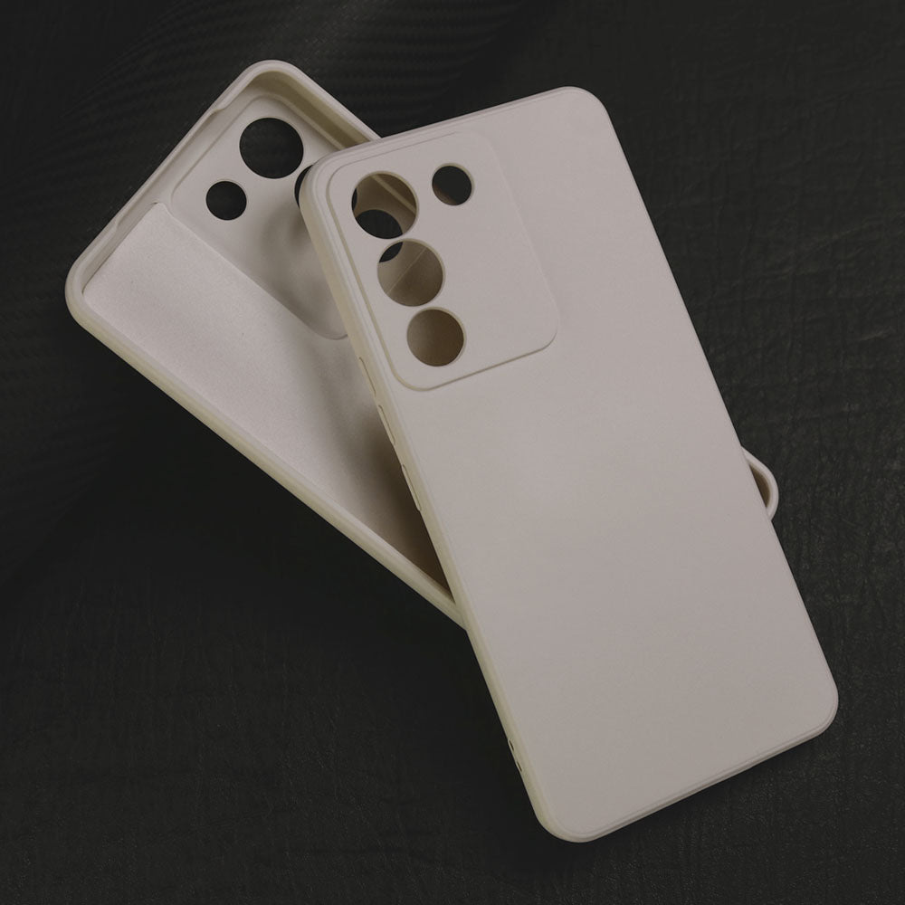 Vivo V29e Cover - Off White - ONation Silica Gel Series - HQ Liquid Silicone Elegant Colors Camera Protection Soft Case