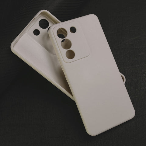 Vivo V29e Cover - White - ONation Silica Gel Series - HQ Liquid Silicone Elegant Colors Camera Protection Soft Case