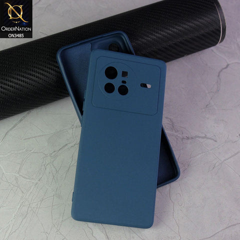 Vivo X80 Cover - Blue - ONation Silica Gel Series - HQ Liquid Silicone Elegant Colors Camera Protection Soft Case