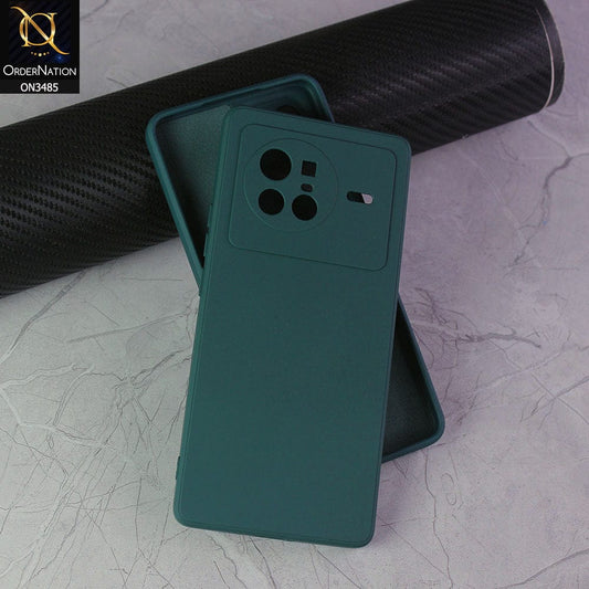 Vivo X80 Cover - Dark Green - ONation Silica Gel Series - HQ Liquid Silicone Elegant Colors Camera Protection Soft Case