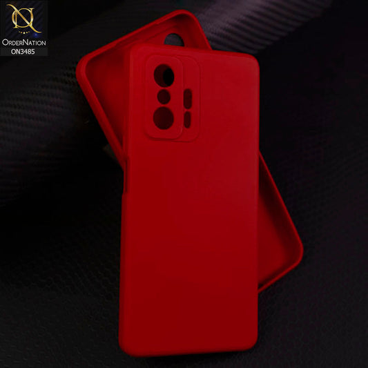 Xiaomi 11T Cover - Dark Red - ONation Silica Gel Series - HQ Liquid Silicone Elegant Colors Camera Protection Soft Case