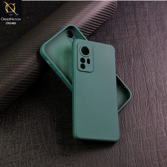 Xiaomi 12 Cover - Dark Green - ONation Silica Gel Series - HQ Liquid Silicone Elegant Colors Camera Protection Soft Case