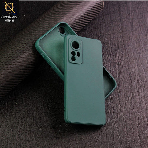 Xiaomi 12 Cover - Dark Green - ONation Silica Gel Series - HQ Liquid Silicone Elegant Colors Camera Protection Soft Case