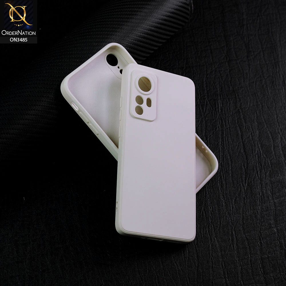 Xiaomi 12 Cover - Off-White (Not Pure White) - ONation Silica Gel Series - HQ Liquid Silicone Elegant Colors Camera Protection Soft Case