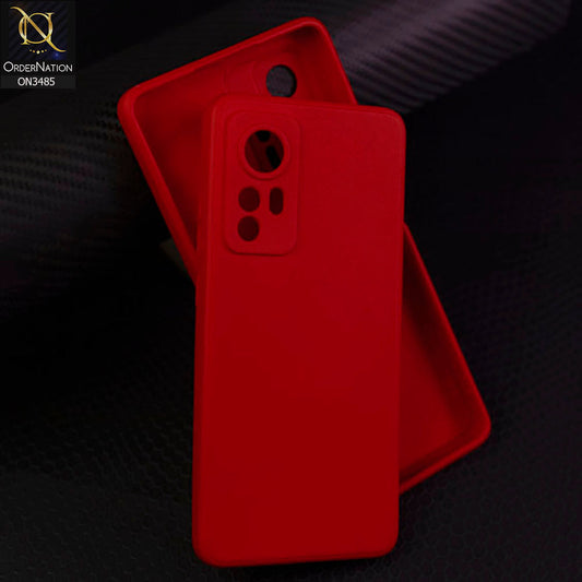 Xiaomi 12X Cover - Dark Red - ONation Silica Gel Series - HQ Liquid Silicone Elegant Colors Camera Protection Soft Case