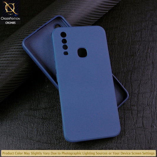 Vivo Y12 Cover - Blue - ONation Silica Gel Series - HQ Liquid Silicone Elegant Colors Camera Protection Soft Case