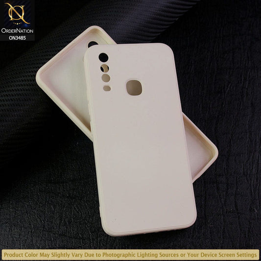 Vivo Y15 Cover - Off White - ONation Silica Gel Series - HQ Liquid Silicone Elegant Colors Camera Protection Soft Case