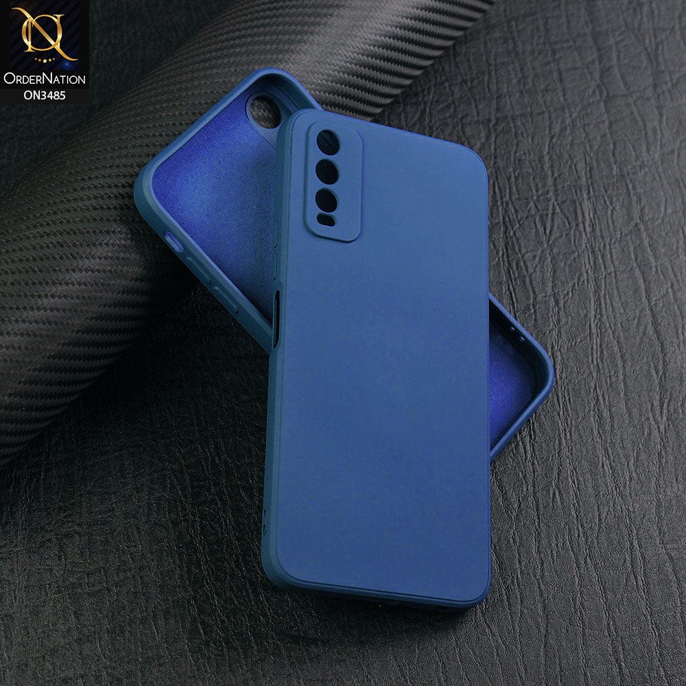 Vivo Y20i Cover - Blue - ONation Silica Gel Series - HQ Liquid Silicone Elegant Colors Camera Protection Soft Case