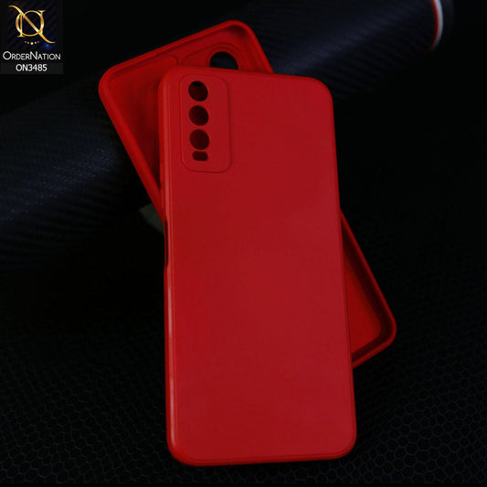 Vivo Y12s Cover - Dark Red - ONation Silica Gel Series - HQ Liquid Silicone Elegant Colors Camera Protection Soft Case