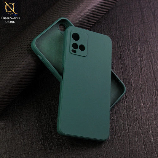 Vivo Y33t Cover - Dark Green - ONation Silica Gel Series - HQ Liquid Silicone Elegant Colors Camera Protection Soft Case