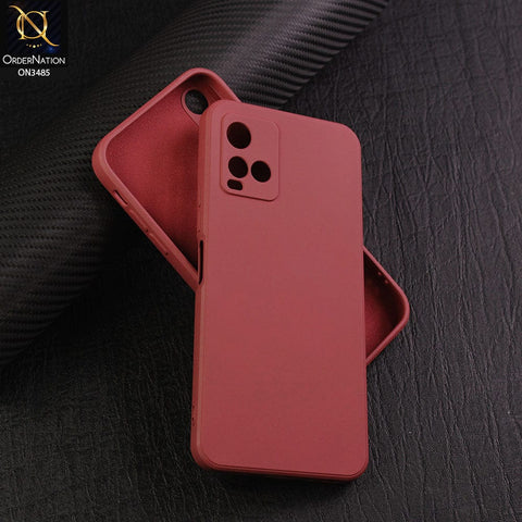 Vivo Y21 Cover - Red - ONation Silica Gel Series - HQ Liquid Silicone Elegant Colors Camera Protection Soft Case