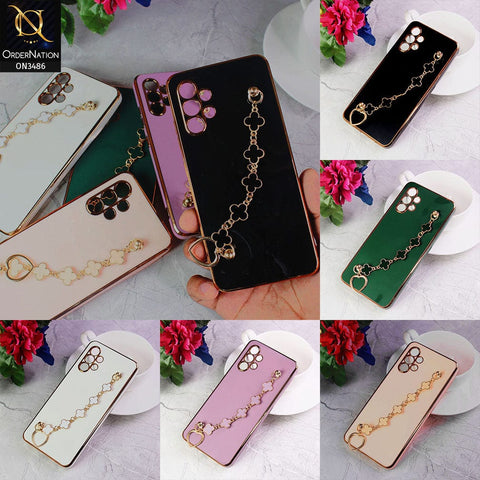 Samsung Galaxy A71 Cover - Pink - Electroplated Edges Soft Silicone Flower Chain Finger Holder Case