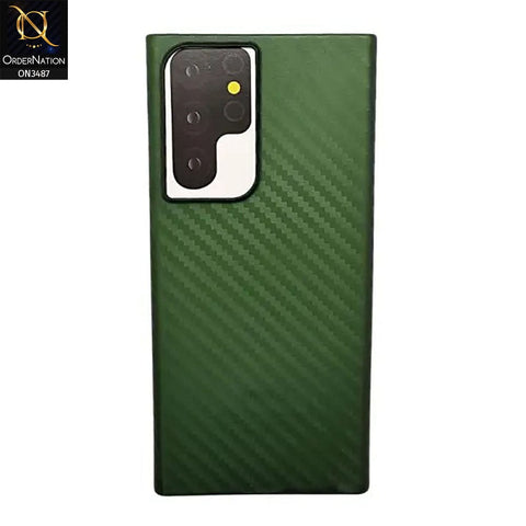 Samsung Galaxy S22 Ultra 5G Cover - Green - K-Doo Carbon Fiber Ultra Thin Protective Case