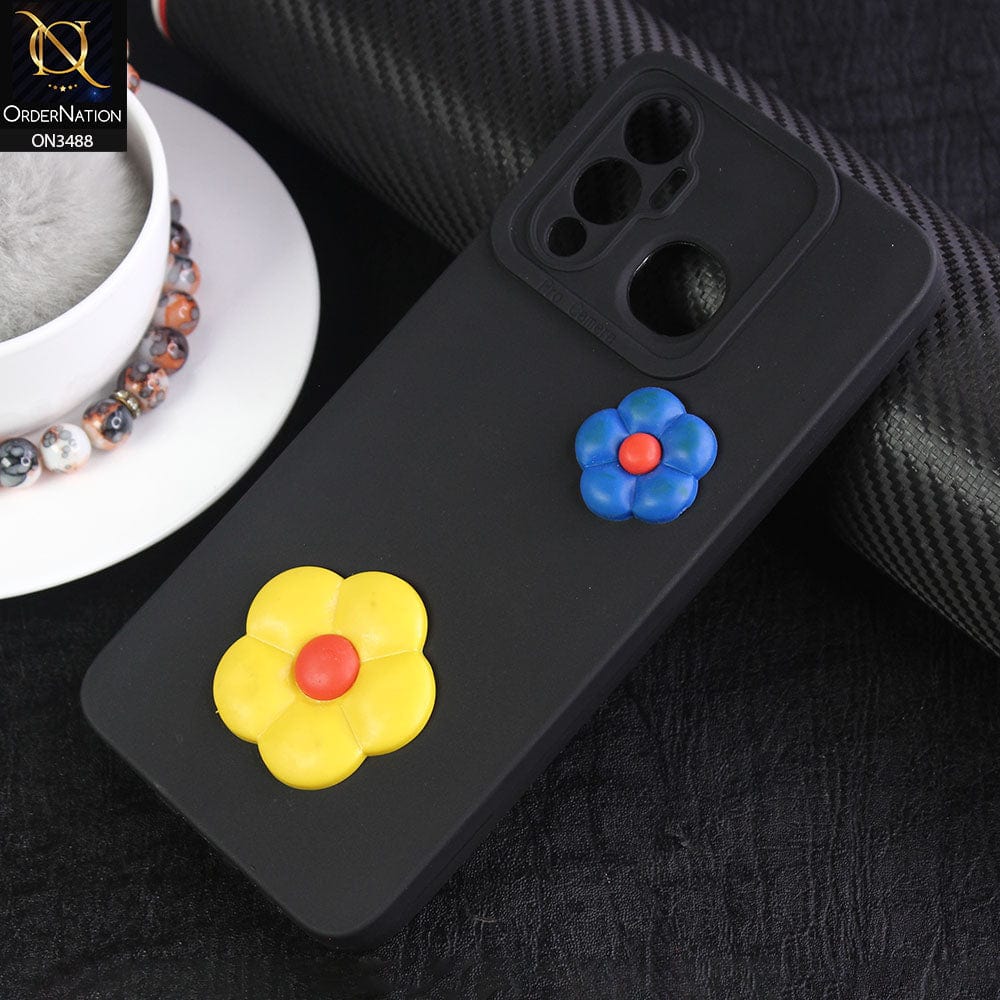 Infinix Hot 12 Play Cover - Black - Design 12 - Candy Color Cute Look  Soft Silicone Sweet Case