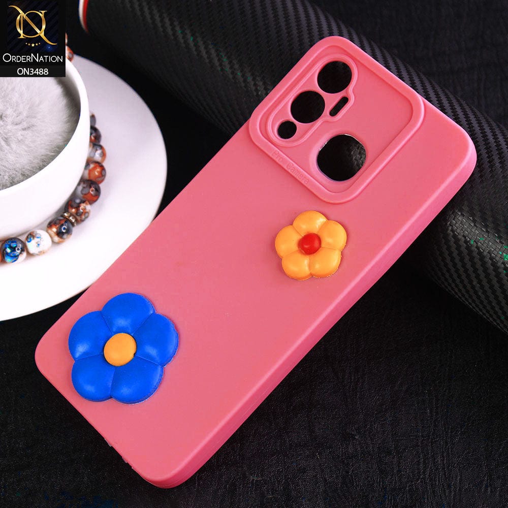 Infinix Hot 12 Play Cover - Pink - Design 1 - Candy Color Cute Look  Soft Silicone Sweet Case
