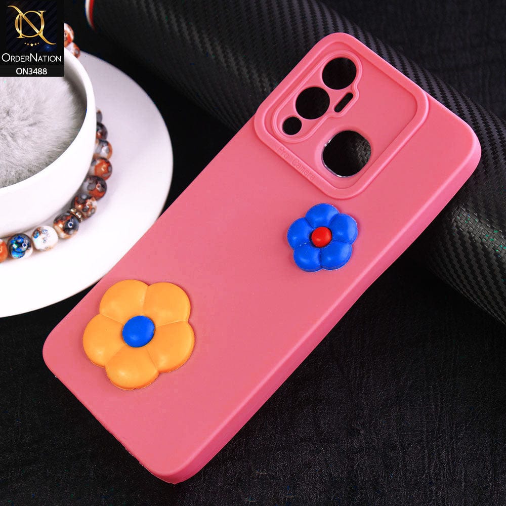 Infinix Hot 12 Play Cover - Pink - Design 3 - Candy Color Cute Look  Soft Silicone Sweet Case