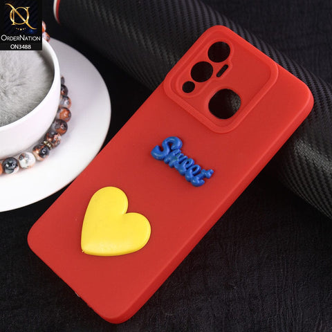 Infinix Hot 12 Play Cover - Red - Design 4 - Candy Color Cute Look  Soft Silicone Sweet Case