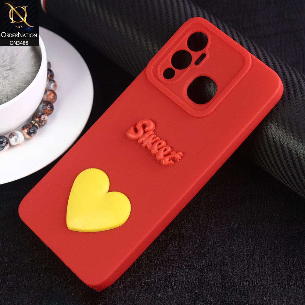 Infinix Hot 12 Play Cover - Red - Design 5 - Candy Color Cute Look  Soft Silicone Sweet Case