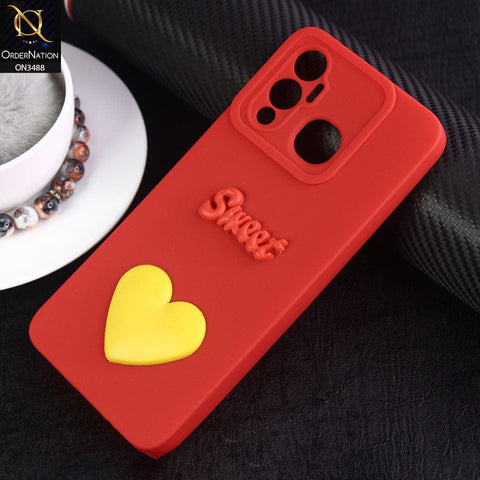 Infinix Hot 12 Play Cover - Red - Design 5 - Candy Color Cute Look  Soft Silicone Sweet Case