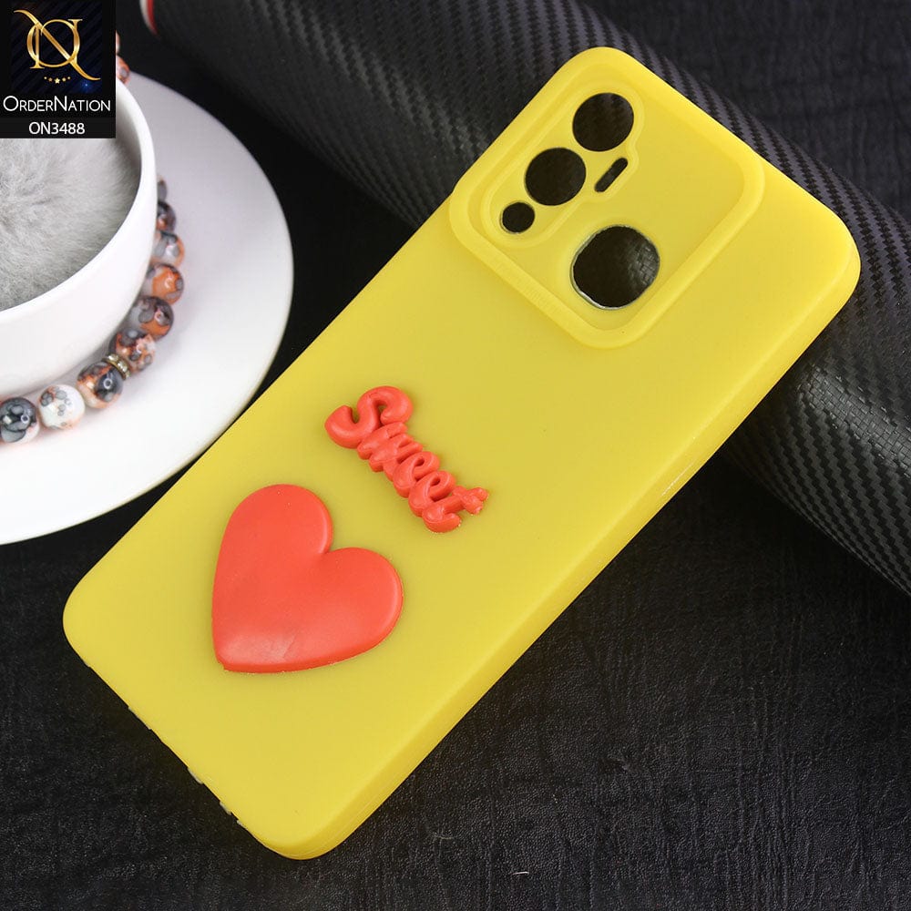 Infinix Hot 12 Play Cover - Yellow - Design 9 - Candy Color Cute Look  Soft Silicone Sweet Case
