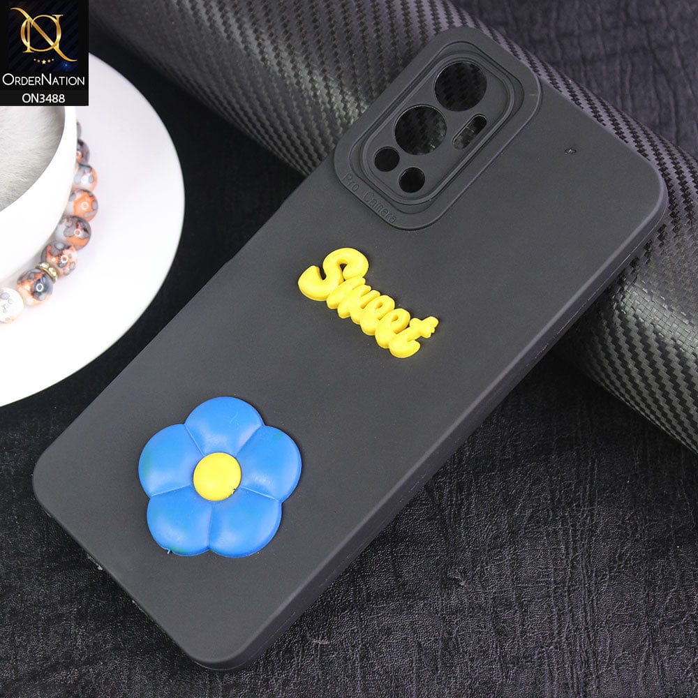 Infinix Hot 12 Cover - Black - Design 13 - Candy Color Cute Look  Soft Silicone Sweet Case