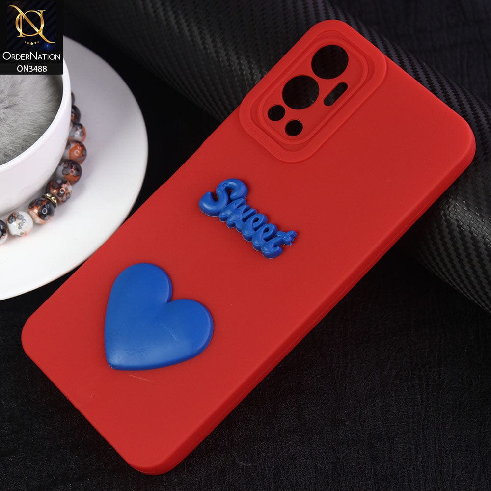 Infinix Hot 12 Cover - Red - Design 2 - Candy Color Cute Look  Soft Silicone Sweet Case
