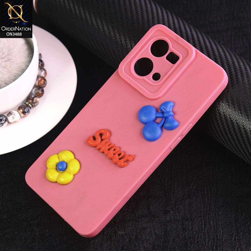 Oppo F21 Pro 4G Cover - Pink - Design 4 - Candy Color Cute Look  Soft Silicone Sweet Case