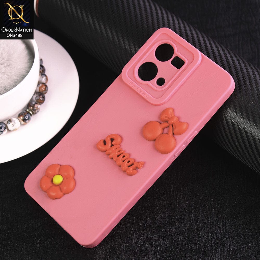 Oppo Reno 7 4G Cover - Pink - Design 5 - Candy Color Cute Look  Soft Silicone Sweet Case