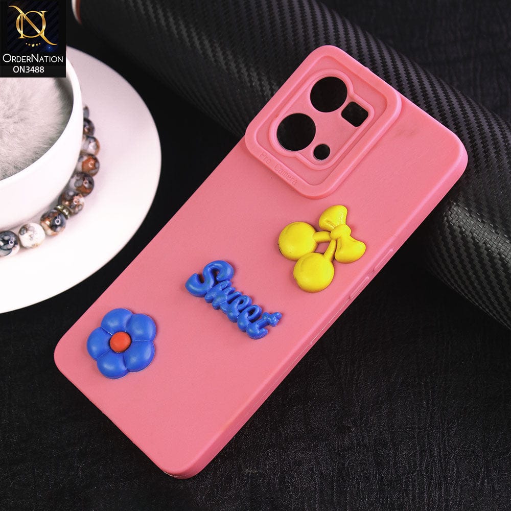Oppo F21 Pro 4G Cover - Pink - Design 6 - Candy Color Cute Look  Soft Silicone Sweet Case