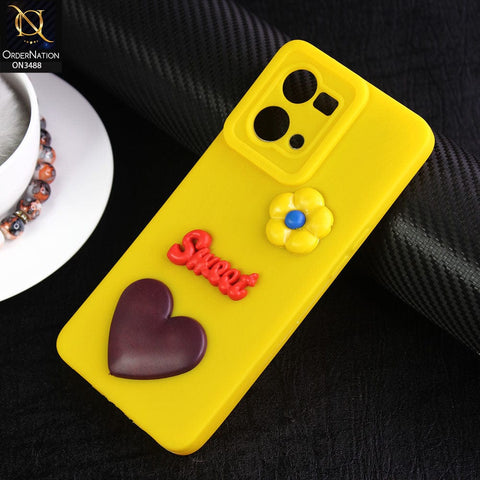 Oppo Reno 7 4G Cover - Yellow - Design 1 - Candy Color Cute Look  Soft Silicone Sweet Case
