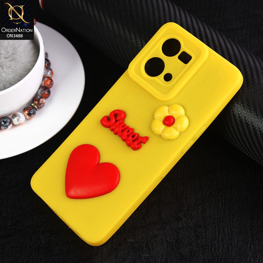 Oppo Reno 7 4G Cover - Yellow - Design 3 - Candy Color Cute Look  Soft Silicone Sweet Case