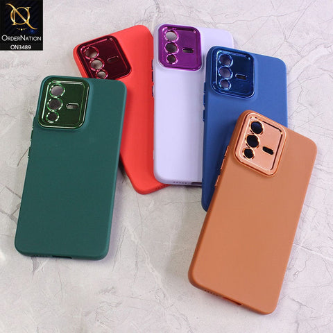 Vivo Y33s Cover - Brown - Rubberized Tpu+Pc Anti Scratch Shiny Camera Lens Protection Soft Case