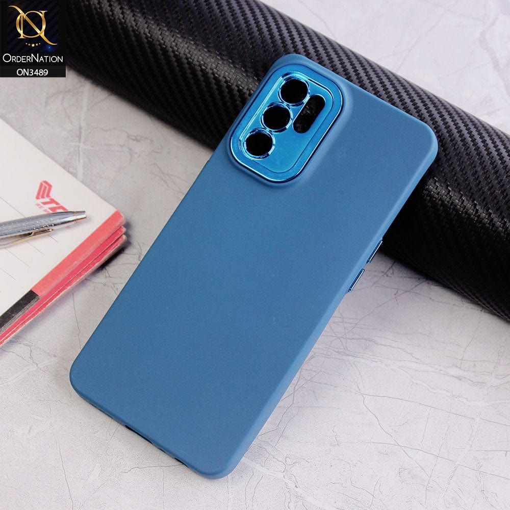 Reno 6 Cover - Blue - Rubberized Tpu+Pc Anti Scratch Shiny Camera Lens Protection Soft Case