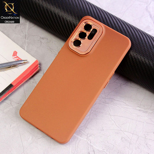Reno 6 Cover - Brown - Rubberized Tpu+Pc Anti Scratch Shiny Camera Lens Protection Soft Case