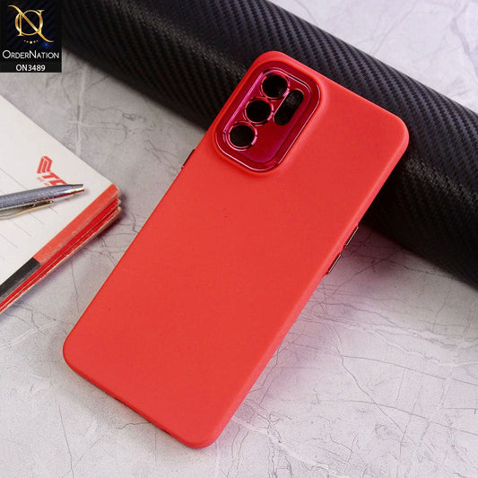 Reno 6 Cover - Red - Rubberized Tpu+Pc Anti Scratch Shiny Camera Lens Protection Soft Case