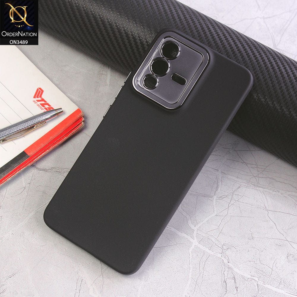 Vivo S12 Cover - Black - Rubberized Tpu+Pc Anti Scratch Shiny Camera Lens Protection Soft Case