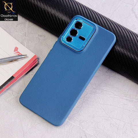 Vivo S12 Cover - Blue - Rubberized Tpu+Pc Anti Scratch Shiny Camera Lens Protection Soft Case