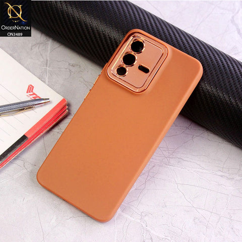 Vivo S12 Cover - Brown - Rubberized Tpu+Pc Anti Scratch Shiny Camera Lens Protection Soft Case