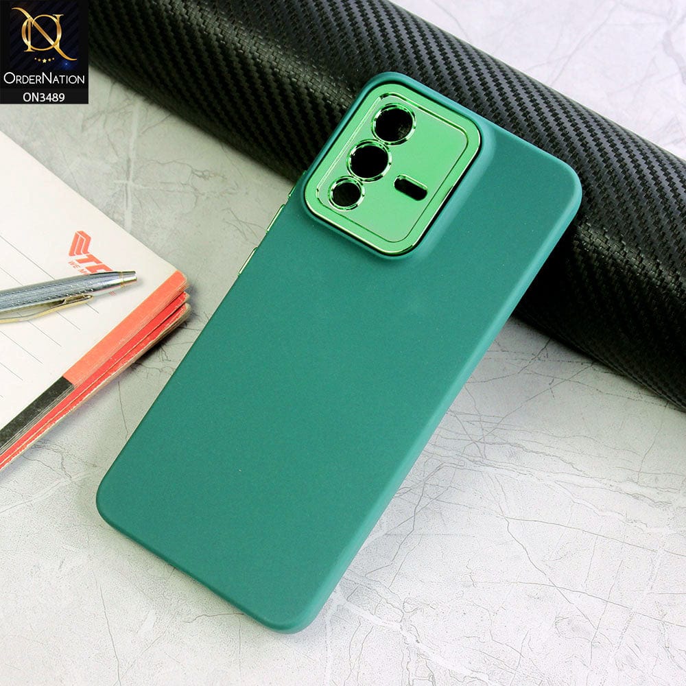 Vivo V23 5G Cover - Green - Rubberized Tpu+Pc Anti Scratch Shiny Camera Lens Protection Soft Case