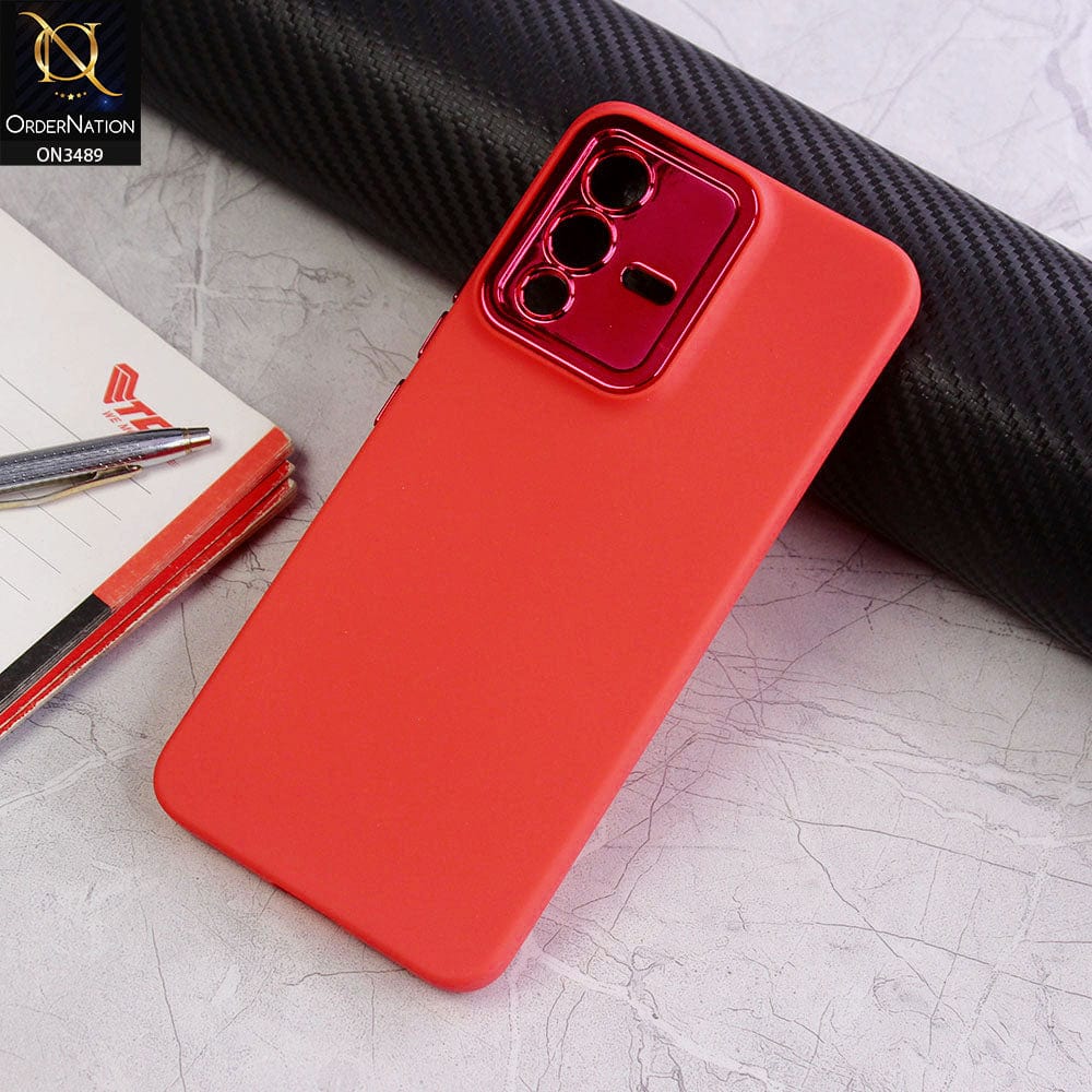 Vivo S12 Cover - Red - Rubberized Tpu+Pc Anti Scratch Shiny Camera Lens Protection Soft Case