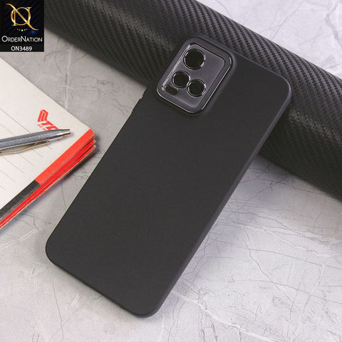 Vivo Y33t Cover - Black - Rubberized Tpu+Pc Anti Scratch Shiny Camera Lens Protection Soft Case