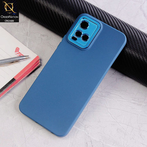 Vivo Y33s Cover - Blue - Rubberized Tpu+Pc Anti Scratch Shiny Camera Lens Protection Soft Case